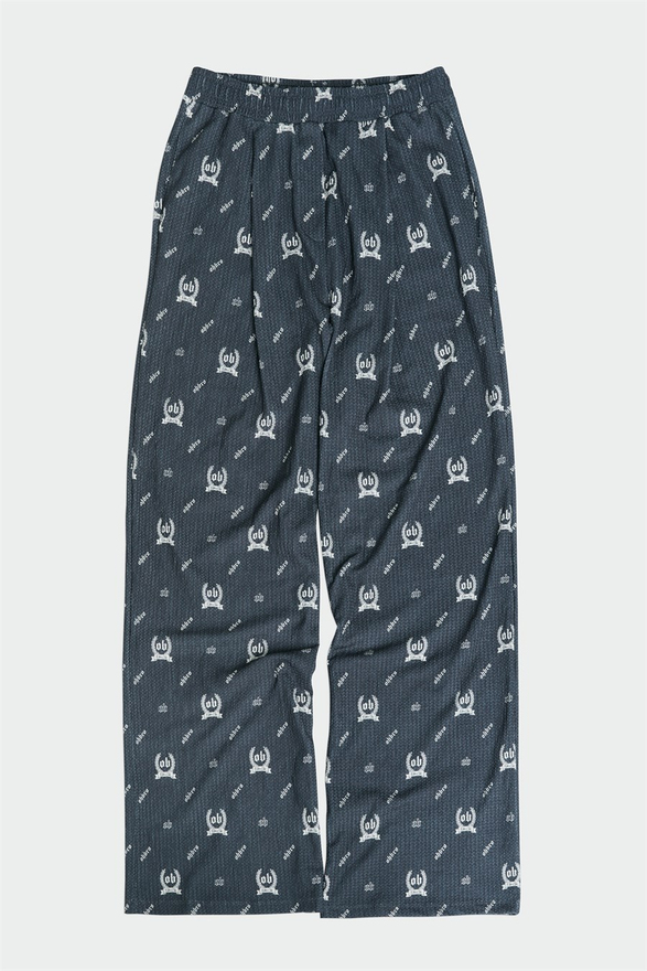 MONOGRAM BASKILI ANTRASİT BAGGY SOKAK PİJAMASI