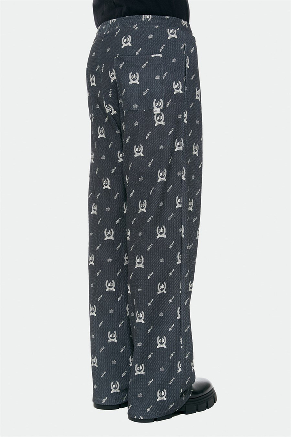 MONOGRAM BASKILI ANTRASİT BAGGY SOKAK PİJAMASI