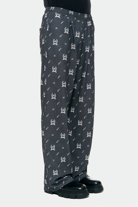 MONOGRAM BASKILI ANTRASİT BAGGY SOKAK PİJAMASI