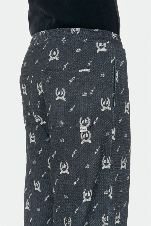 MONOGRAM BASKILI ANTRASİT BAGGY SOKAK PİJAMASI