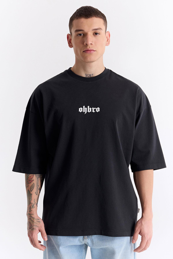 Siyah Klasik Logo Super Oversize Tişört