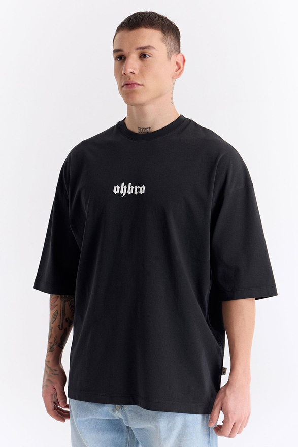 Siyah Klasik Logo Super Oversize Tişört