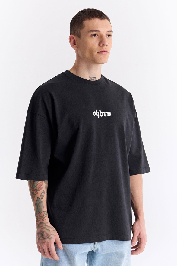 Siyah Klasik Logo Super Oversize Tişört