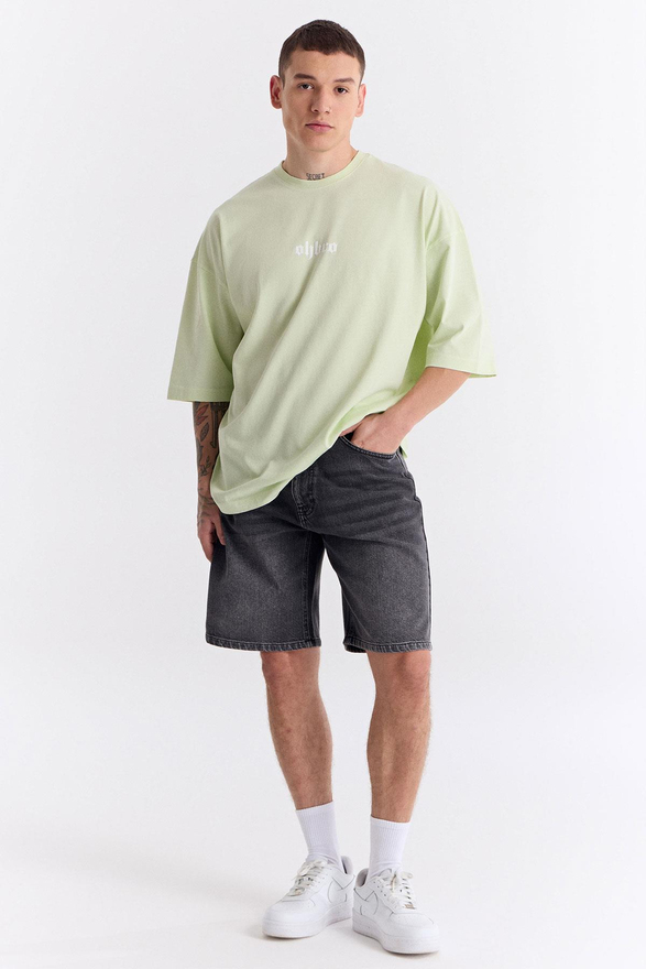 Su Yeşili Klasik Logo Super Oversize Tişört