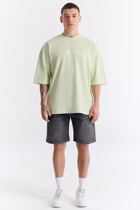 Su Yeşili Klasik Logo Super Oversize Tişört