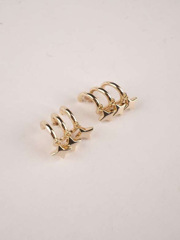 Çoklu Yıldız Gold Küpe