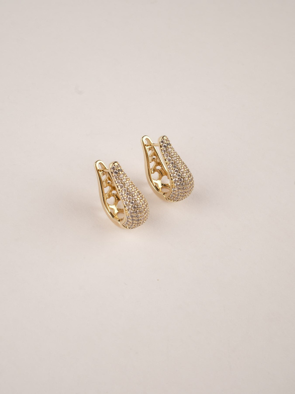 Damla Taşlı Gold Küpe