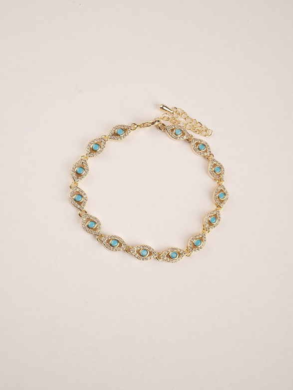 Firuze Taşlı Gold Bileklik