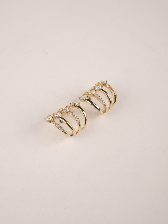 Taşlı Çok Görünümlü Gold Küpe