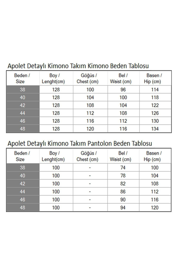 Apolet Detaylı Kimono Takım Bej 19253