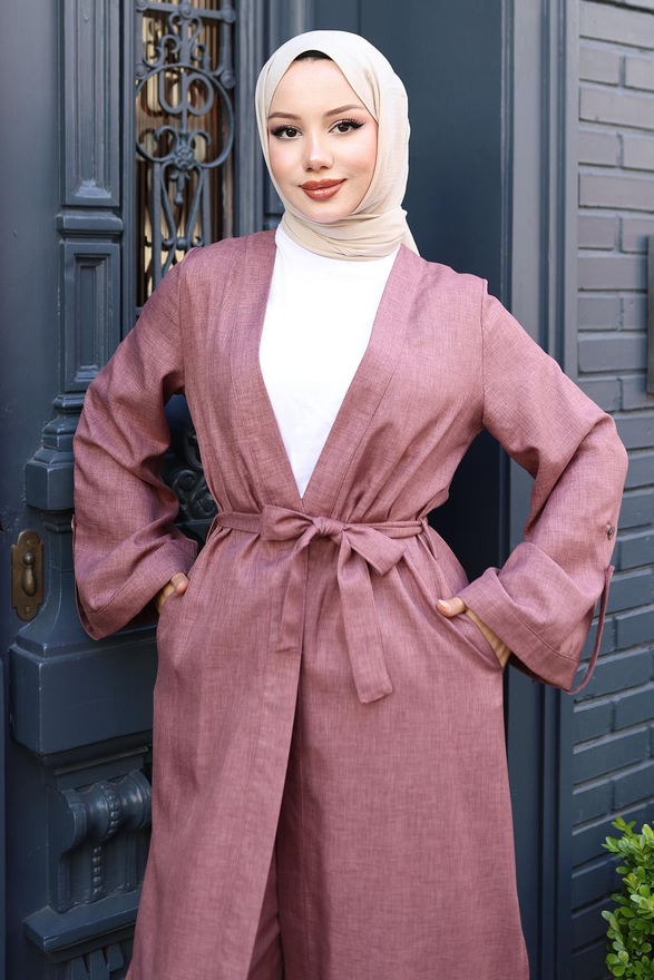 Apolet Detaylı Kimono Takım Gül Kurusu 19253