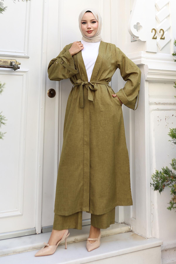 Apolet Detaylı Kimono Takım Haki 19253