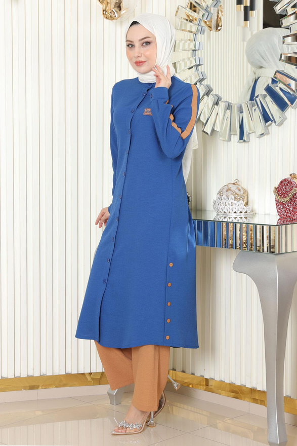 Arma Detaylı Düğmeli Takım Mavi 19197