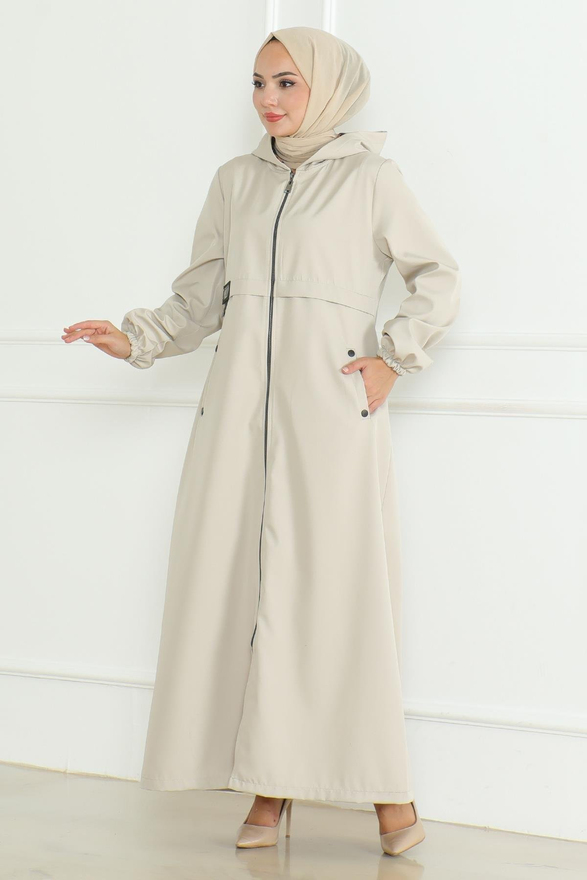 Armalı Fermuarlı Trençkot Bej 19217