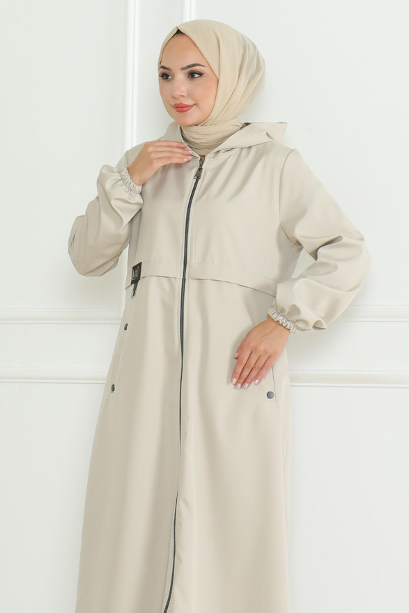 Armalı Fermuarlı Trençkot Bej 19217