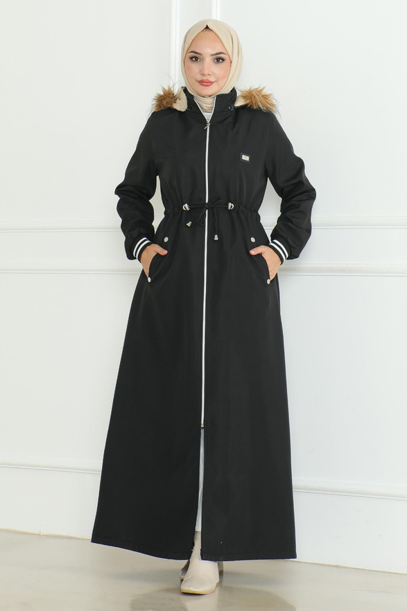 Beli Bağcıklı Ribanalı Mont Siyah 19215