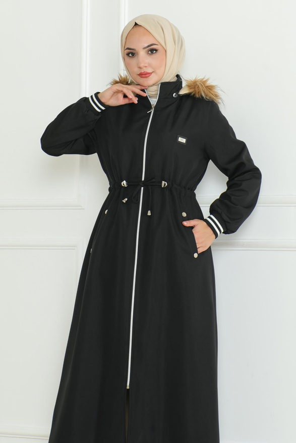 Beli Bağcıklı Ribanalı Mont Siyah 19215