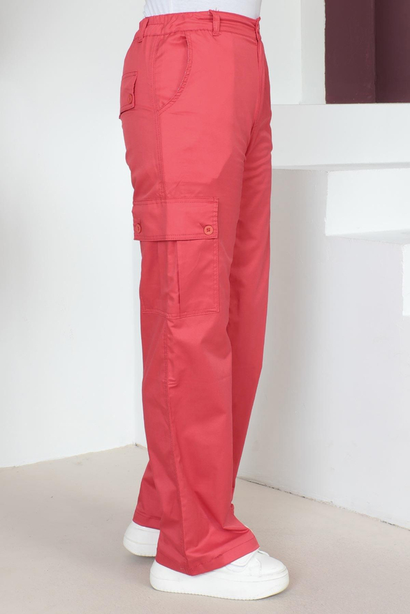 Beli Lastikli Bol Paça Pantolon Kırmızı 6071