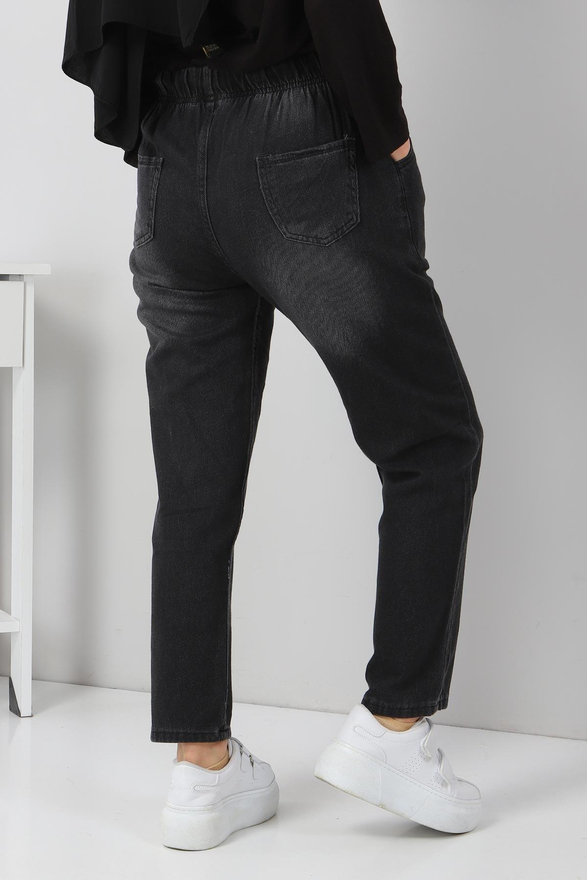 Beli Lastikli Boyfriend Kot Pantolon Antrasit 5998