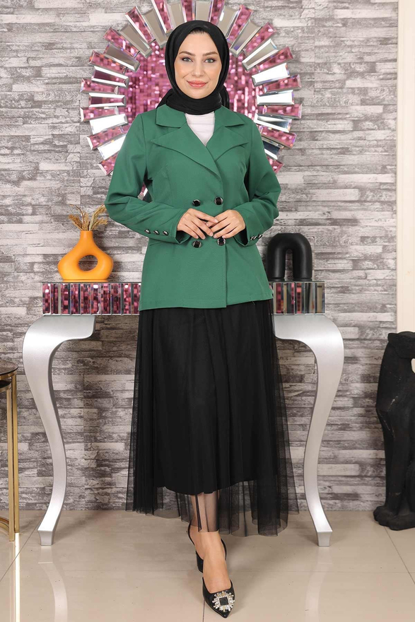 Ceketli Eteği Tül Takım Zümrüt MSW19151-5