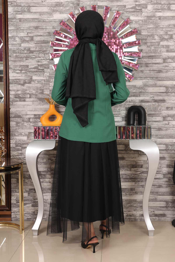 Ceketli Eteği Tül Takım Zümrüt MSW19151-5
