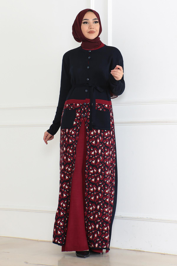 Cep Detaylı Triko Kombin Lacivert 6114