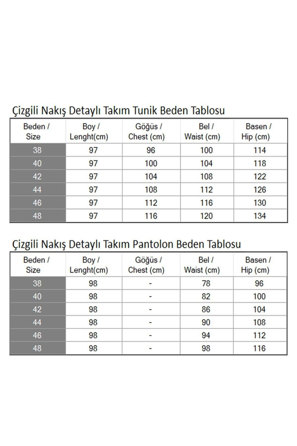 Çizgili Nakış Detaylı Takım Bordo 19261