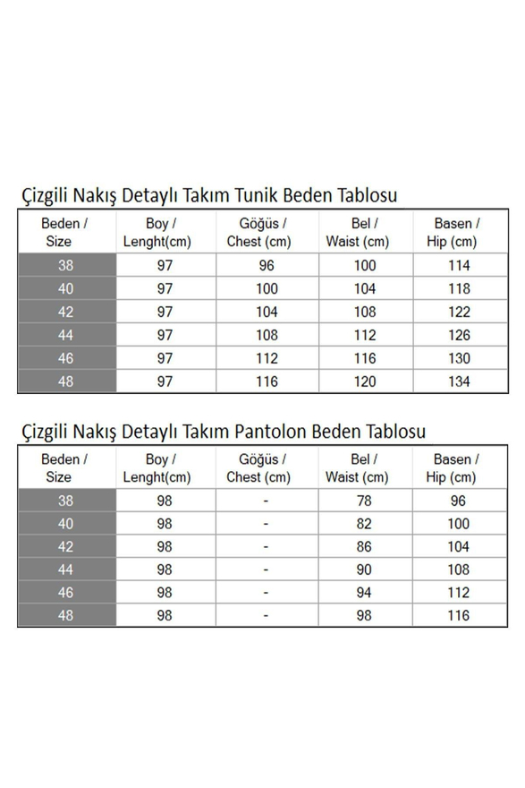 Çizgili Nakış Detaylı Takım Mavi 19261
