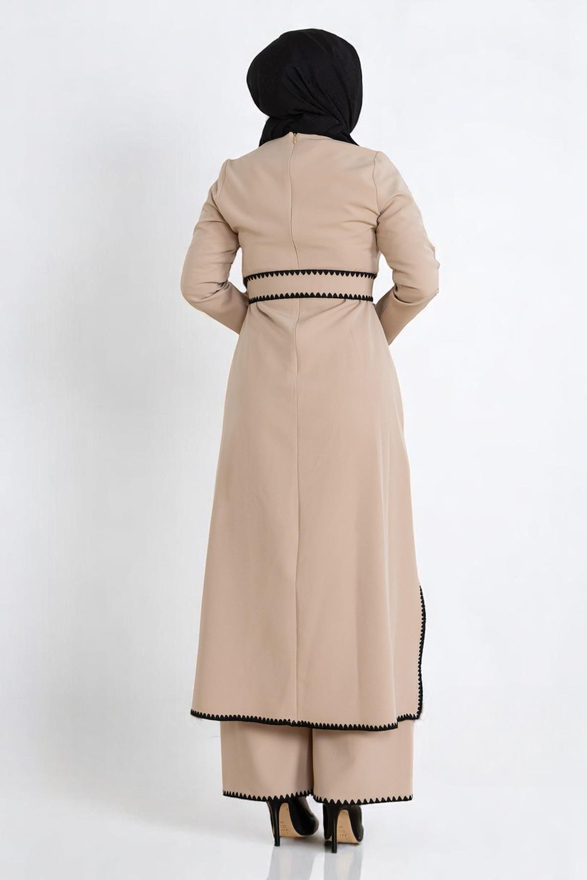 Çoban Dikişli Kemerli Takım Bej 19365