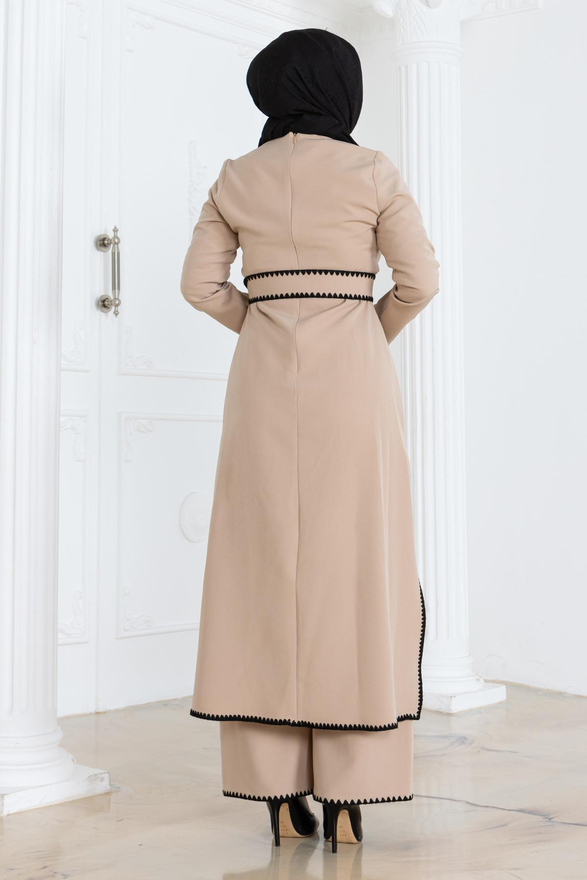 Çoban Dikişli Kemerli Takım Bej MSW19365-5