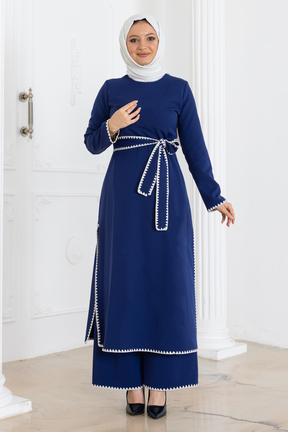 Çoban Dikişli Kemerli Takım İndigo MSW19365-2