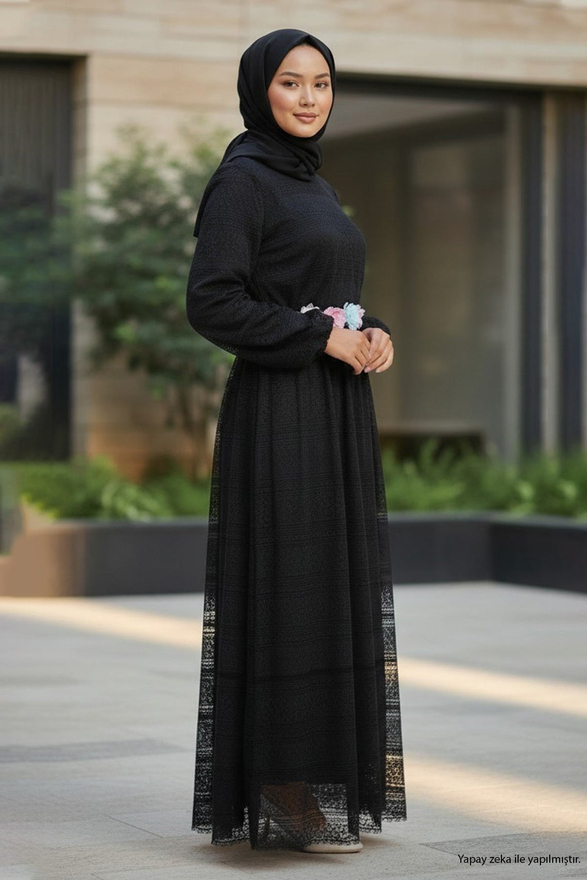 Dantelli Anne Elbise Siyah 16800
