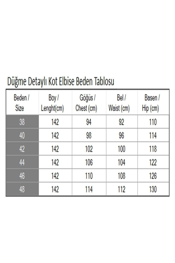 Düğme Detaylı Kot Elbise Koyu Mavi 19366