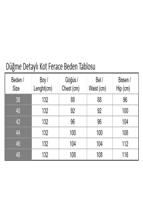 Düğme Detaylı Kot Ferace Siyah 6122