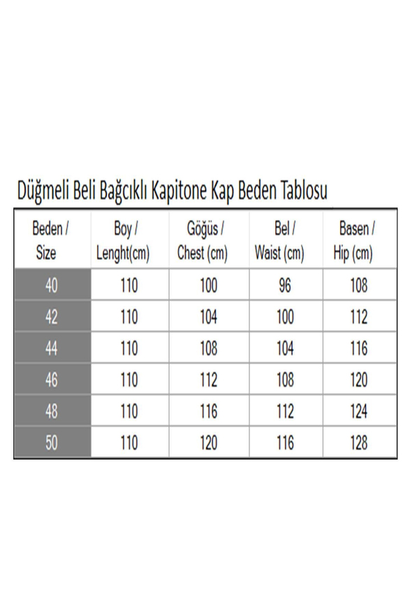 Düğmeli Beli Bağcıklı Kapitone Kap Siyah 19289