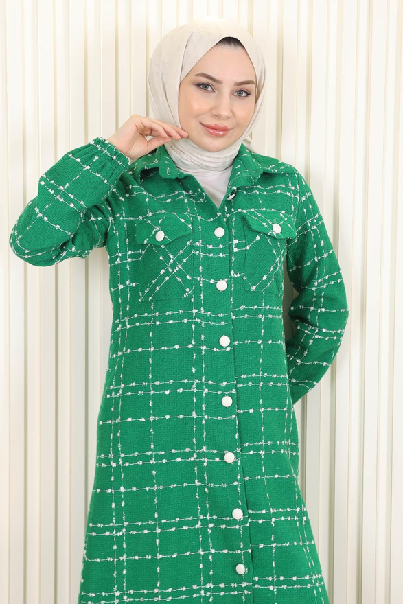 Düğmeli Kaşe Kaban Zümrüt 19260