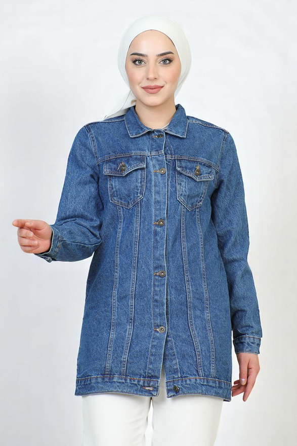 Düğmeli Kot Ceket Açık Mavi 6105