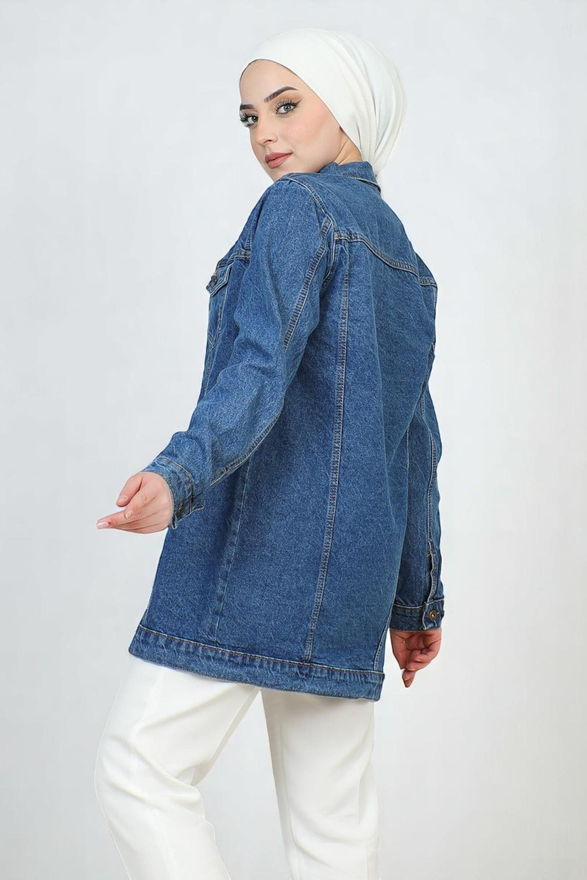 Düğmeli Kot Ceket Açık Mavi 6105