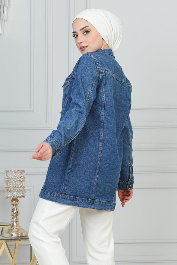 Düğmeli Kot Ceket Açık Mavi MSW6105-1
