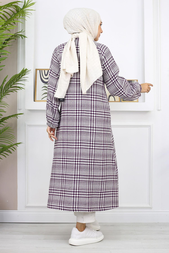 Düğmeli Şanel Kap Mürdüm 19168