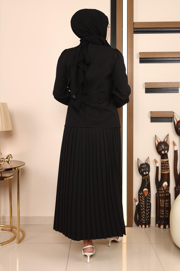 Eteği Pileli Takım Siyah 19134