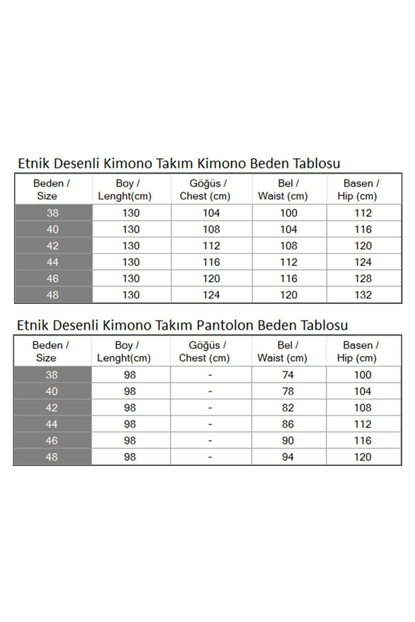 Etnik Desenli Kimono Takım İndigo MSW19251-2