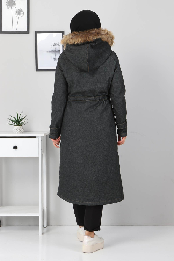 Fermuar Detaylı Kot Mont Füme 9735