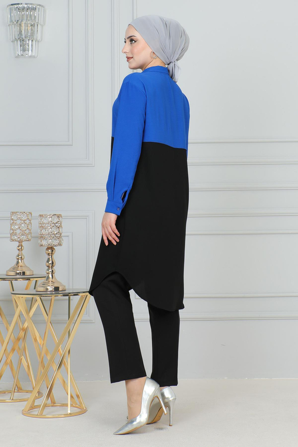 Fermuar Detaylı Tunik İndigo 6098