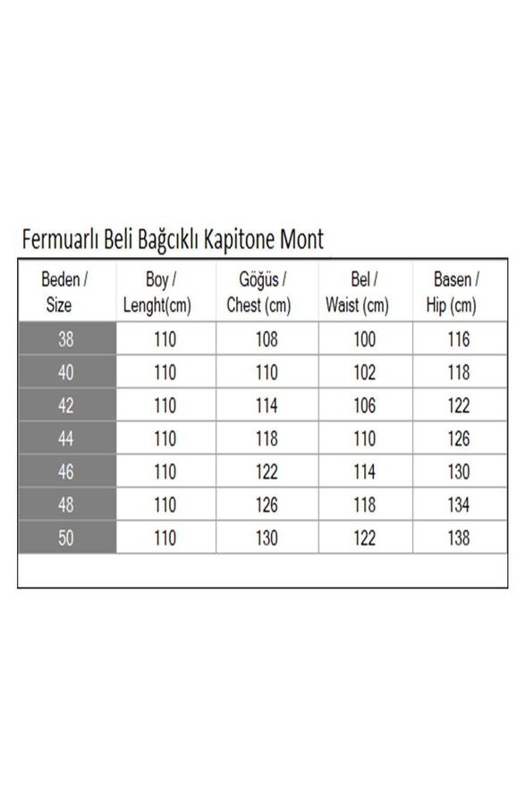 Fermuarlı Beli Bağcıklı Kapitone Mont Gri 19283
