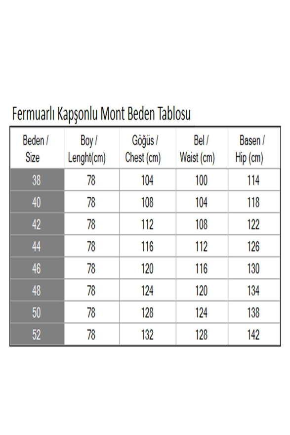 Fermuarlı Kapşonlu Mont Bej 19270