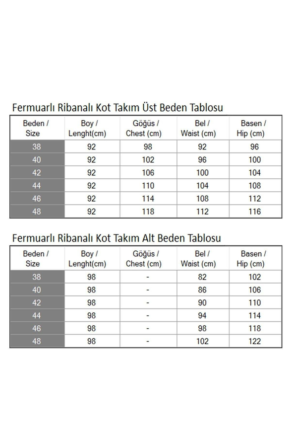 Fermuarlı Ribanalı Kot Takım Koyu Mavi 19363