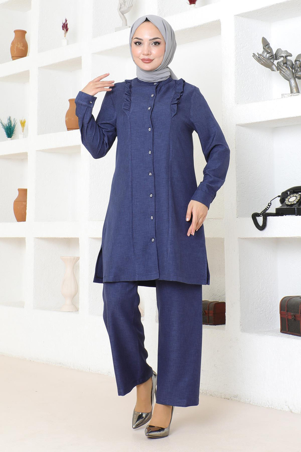 Fırfır Detaylı Takım İndigo MSW19224-2