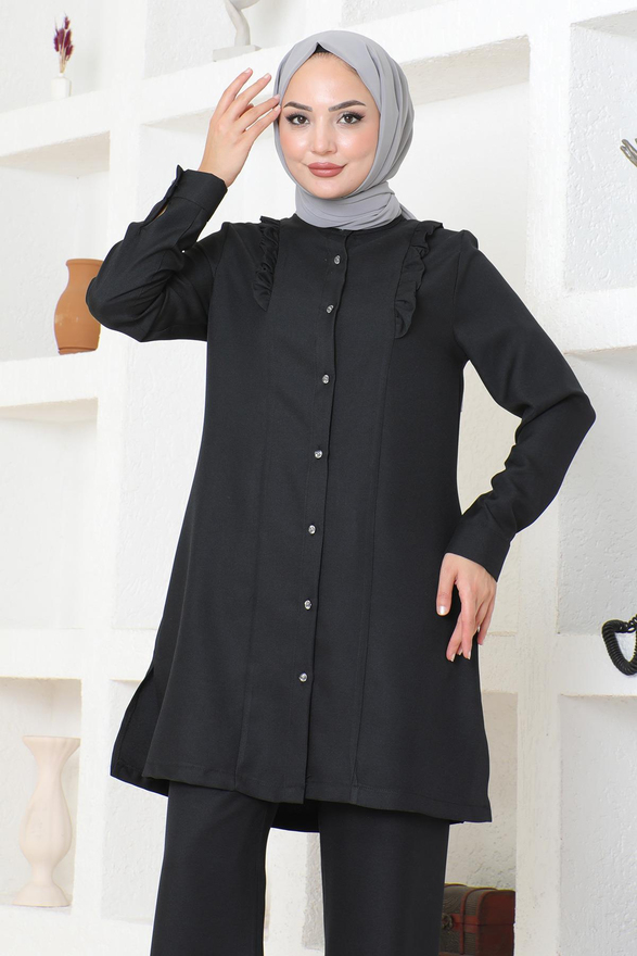 Fırfır Detaylı Takım Siyah MSW19224-1