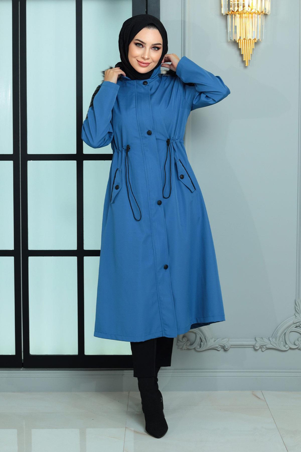 Garni Detaylı Mont Mavi 10386
